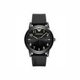 Emporio Armani Men's Quartz Black Dial 43mm Watch with Silicone Strap (AR11071)